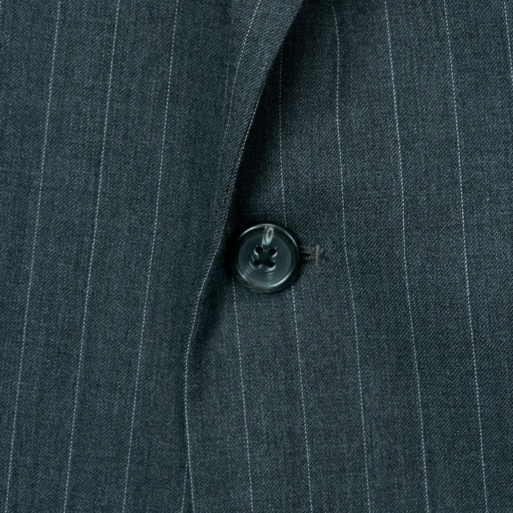 Chaps Men's Gray Pinstripe‎ Wool Suit Jacket Blazer 42L Formal Business READ